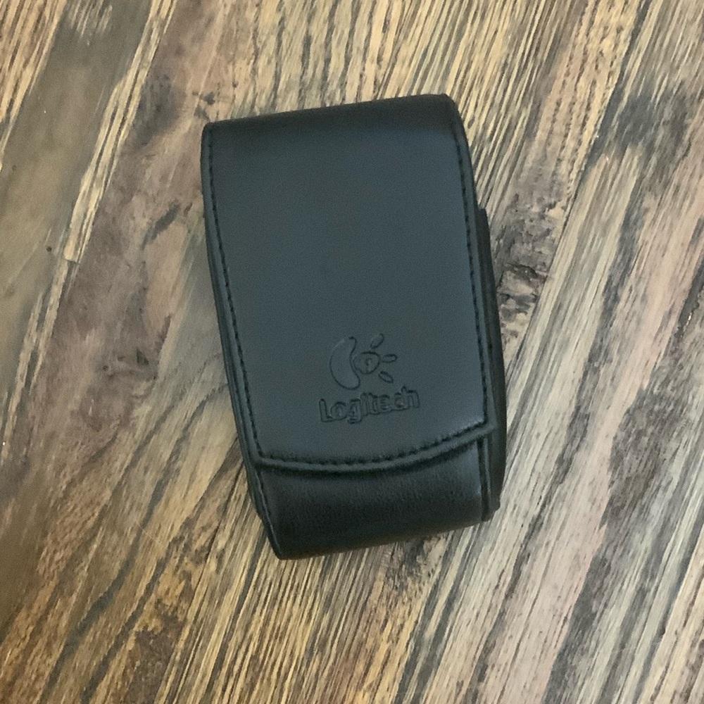 🆕Black Leather Logitech phone clip case pouch